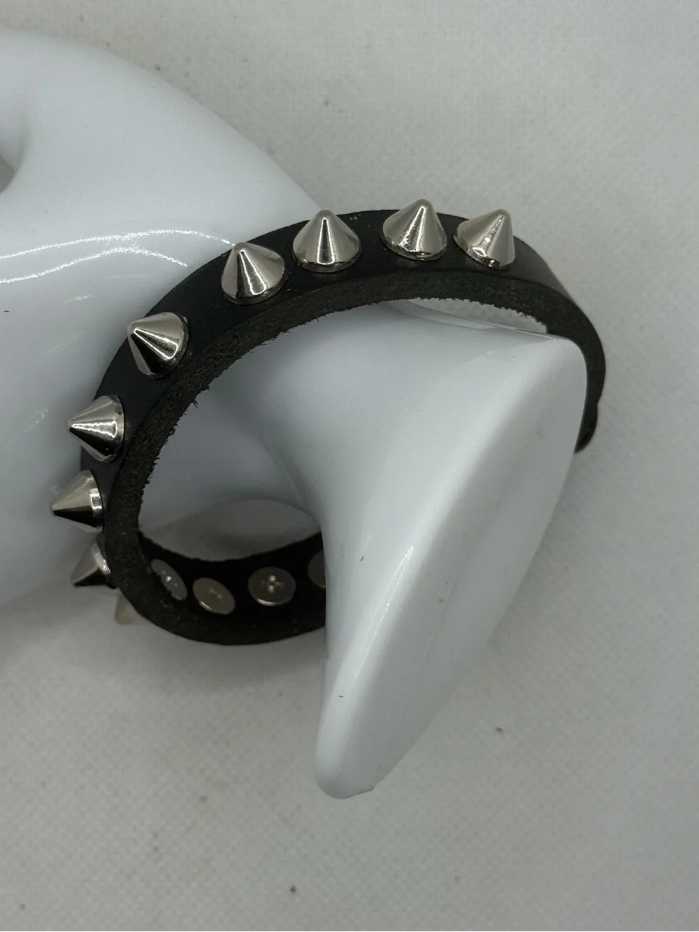Handmade Black Leather Studded Spike Bracelet